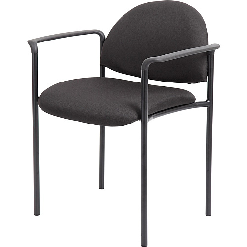 Boss Diamond Stacking Chair with Arm Black - Crepe - 1 Each (B9501BK)