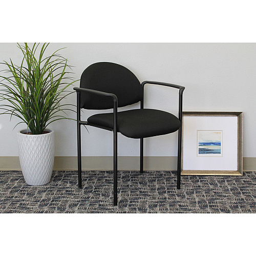 Boss Diamond Stacking Chair with Arm Black - Crepe - 1 Each (B9501BK)