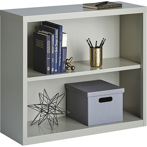 Lorell Fortress Series Bookcase 34.5" Width x 13" Depth x 30" Height - 2 x Shelf(ves) - Light Gray - Powder Coated - Steel - Recycled (LLR41280)
