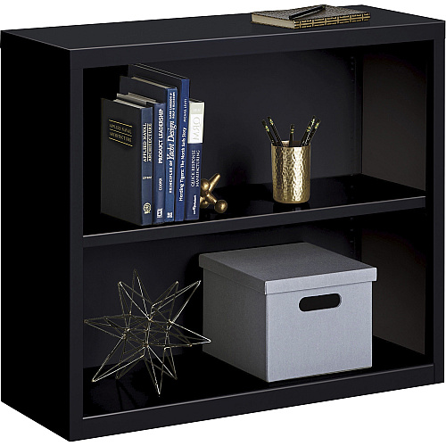 Lorell Fortress Series Bookcase 34.5" Width x 13" Depth x 30" Height - 2 x Shelf(ves) - Black - Powder Coated - Steel - Recycled (LLR41282)