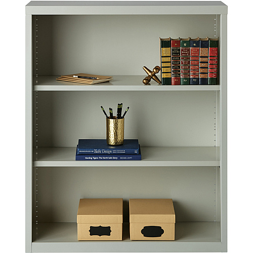 Lorell Fortress Series Bookcase 34.5" Width x 13" Depth x 42" Height - 3 x Shelf(ves) - Light Gray - Powder Coated - Steel - Recycled (LLR41283)