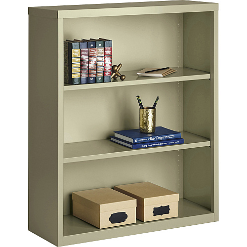 Lorell Fortress Series Bookcase 34.5" Width x 13" Depth x 42" Height - 3 x Shelf(ves) - Putty - Powder Coated - Steel - Recycled (LLR41284)