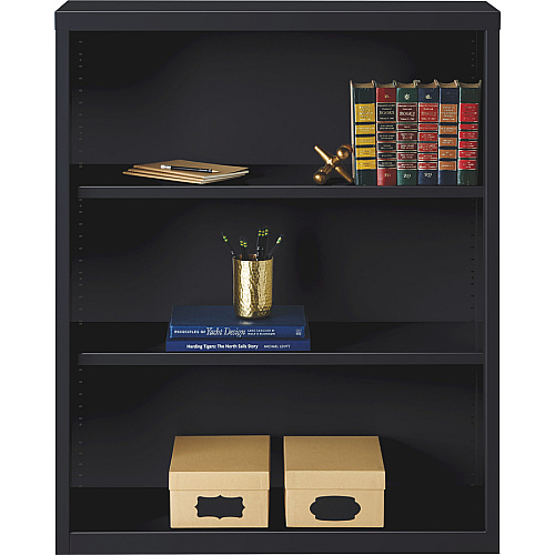Lorell Fortress Series Bookcase 34.5" Width x 13" Depth x 42" Height - 3 x Shelf(ves) - Black - Powder Coated - Steel - Recycled (LLR41285)