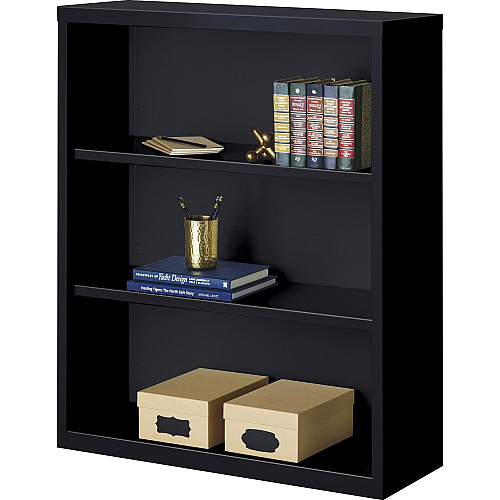 Lorell Fortress Series Bookcase 34.5" Width x 13" Depth x 42" Height - 3 x Shelf(ves) - Black - Powder Coated - Steel - Recycled (LLR41285)