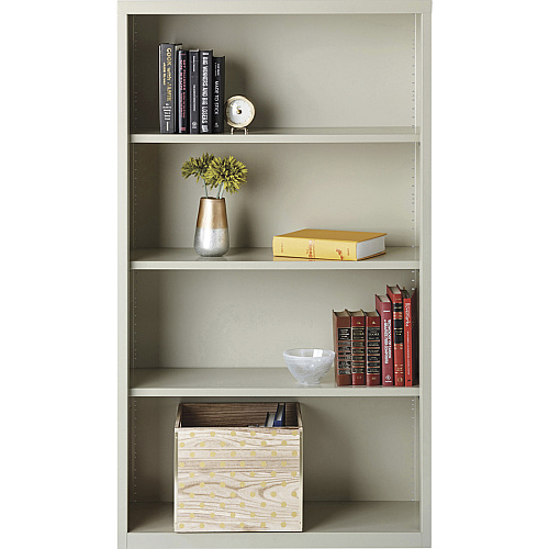 Lorell Fortress Series Bookcase 34.5" Width x 13" Depth x 60" Height - 4 x Shelf(ves) - Light Gray - Powder Coated - Steel - Recycled (LLR41286)