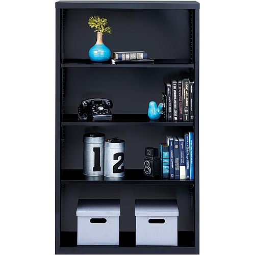 Lorell Fortress Series Bookcase 34.5" Width x 13" Depth x 60" Height - 4 x Shelf(ves) - Black - Powder Coated - Steel - Recycled (LLR41288)