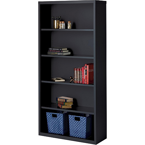 Lorell Fortress Series Bookcase 34.5" Width x 13" Depth x 72" Height - 5 x Shelf(ves) - Black - Powder Coated - Steel - Recycled (LLR41291)