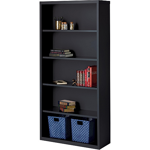 Lorell Fortress Series Bookcase 34.5" Width x 13" Depth x 72" Height - 5 x Shelf(ves) - Black - Powder Coated - Steel - Recycled (LLR41291)