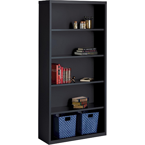 Lorell Fortress Series Bookcase 34.5" Width x 13" Depth x 72" Height - 5 x Shelf(ves) - Black - Powder Coated - Steel - Recycled (LLR41291)