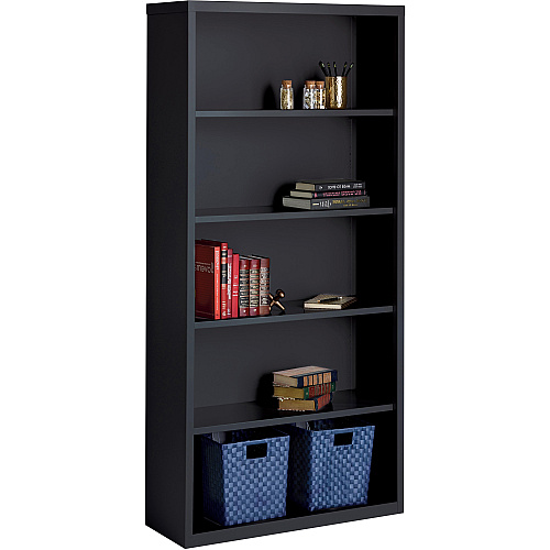 Lorell Fortress Series Bookcase 34.5" Width x 13" Depth x 72" Height - 5 x Shelf(ves) - Black - Powder Coated - Steel - Recycled (LLR41291)
