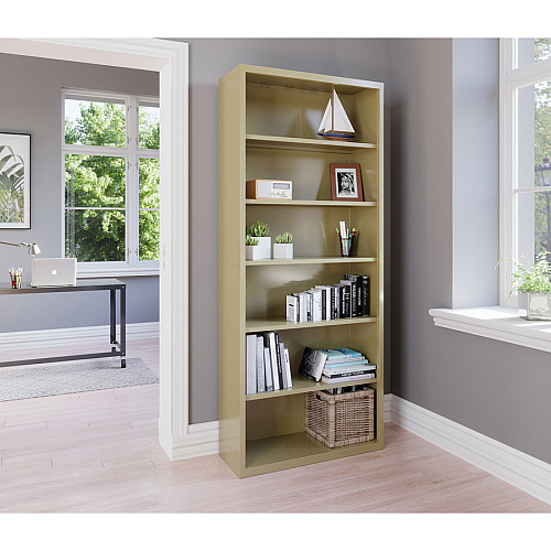 Lorell Fortress Series Bookcase 34.5" Width x 13" Depth x 82" Height - 6 x Shelf(ves) - Putty - Powder Coated - Steel - Recycled (LLR41293)