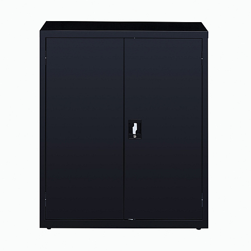 Lorell Fortress Series Storage Cabinet 36" Width x 18" Depth x 42" Height - 3 x Shelf(ves) - Recessed Locking Handle, Hinged Door, Durable - Black - Powder Coated - Steel - Recycled (LLR41305)