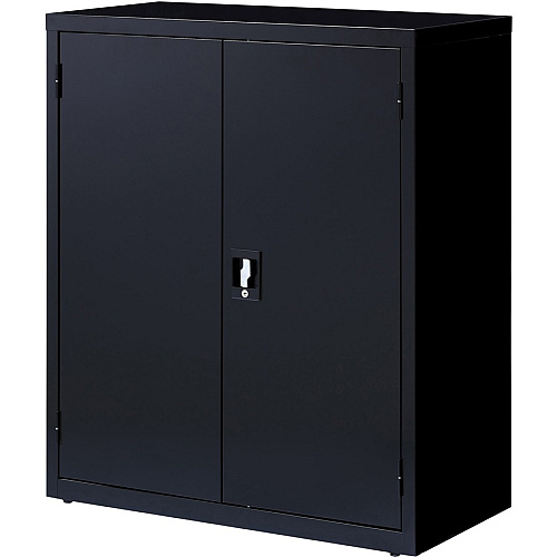 Lorell Fortress Series Storage Cabinet 36" Width x 18" Depth x 42" Height - 3 x Shelf(ves) - Recessed Locking Handle, Hinged Door, Durable - Black - Powder Coated - Steel - Recycled (LLR41305)