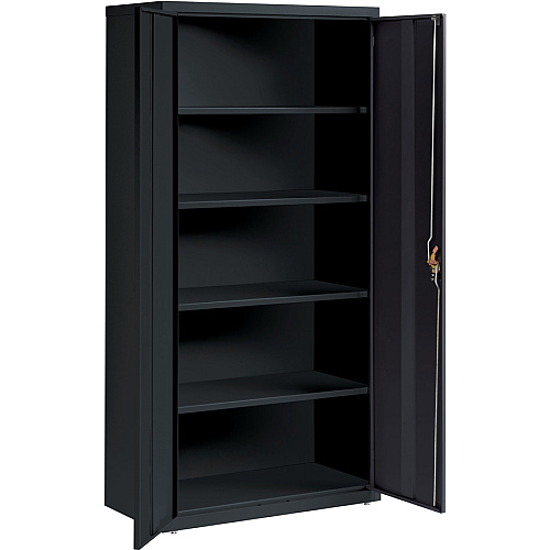Lorell Fortress Series Storage Cabinet 36" Width x 18" Depth x 72" Height - 5 x Shelf(ves) - Recessed Locking Handle, Hinged Door, Durable - Black - Powder Coated - Steel - Recycled (LLR41308)