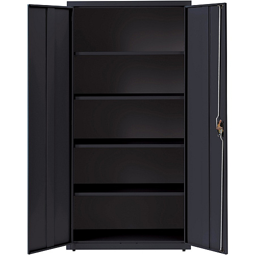Lorell Fortress Series Storage Cabinet 36" Width x 18" Depth x 72" Height - 5 x Shelf(ves) - Recessed Locking Handle, Hinged Door, Durable - Black - Powder Coated - Steel - Recycled (LLR41308)