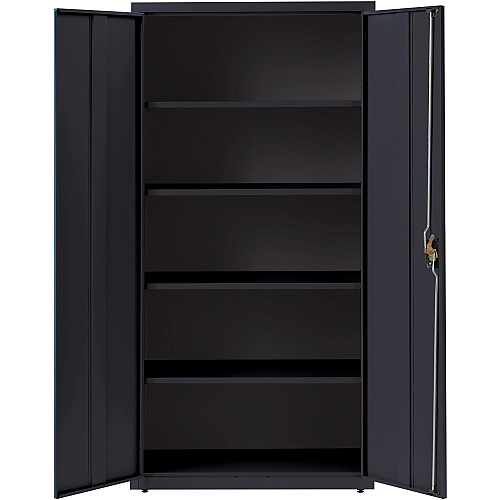 Lorell Fortress Series Storage Cabinet 36" Width x 18" Depth x 72" Height - 5 x Shelf(ves) - Recessed Locking Handle, Hinged Door, Durable - Black - Powder Coated - Steel - Recycled (LLR41308)