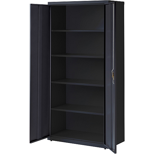 Lorell Fortress Series Storage Cabinet 36" Width x 18" Depth x 72" Height - 5 x Shelf(ves) - Recessed Locking Handle, Hinged Door, Durable - Black - Powder Coated - Steel - Recycled (LLR41308)