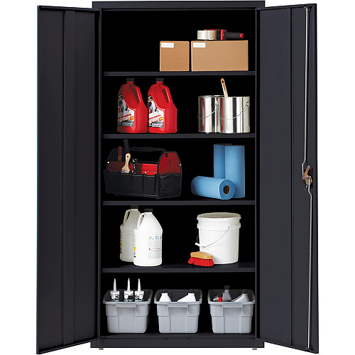 Lorell Fortress Series Storage Cabinet 36" Width x 18" Depth x 72" Height - 5 x Shelf(ves) - Recessed Locking Handle, Hinged Door, Durable - Black - Powder Coated - Steel - Recycled (LLR41308)