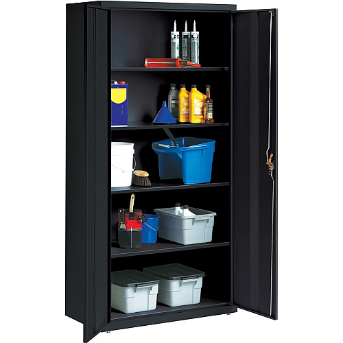 Lorell Fortress Series Storage Cabinet 36" Width x 18" Depth x 72" Height - 5 x Shelf(ves) - Recessed Locking Handle, Hinged Door, Durable - Black - Powder Coated - Steel - Recycled (LLR41308)