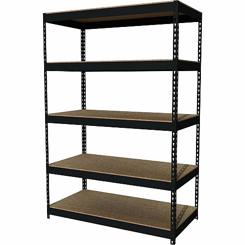 Lorell Fortress Riveted Shelving 5 Shelf(ves) - 72" Height x 48" Width x 24" Depth - Rust Resistant - 28% Recycled - Black - Steel - 1 Each (LLR60624)