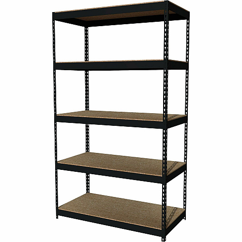 Lorell Fortress Riveted Shelving 5 Compartment(s) - 5 Shelf(ves) - 84" Height x 48" Width x 24" Depth - Heavy Duty, Rust Resistant - 28% Recycled - Powder Coated - Black - Steel - 1 Each (LLR60648)