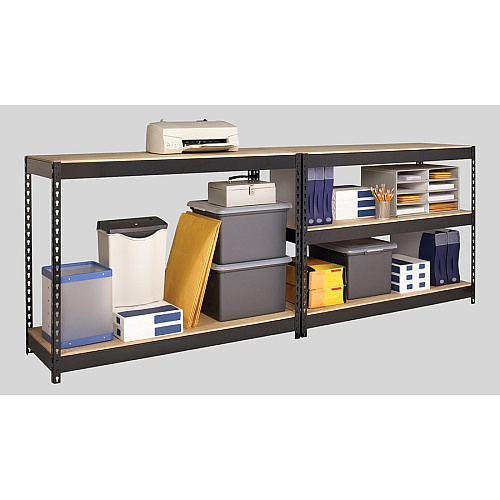 Lorell Fortress Riveted Shelving 5 Compartment(s) - 5 Shelf(ves) - 72" Height x 48" Width x 18" Depth - Heavy Duty, Rust Resistant - 28% Recycled - Powder Coated - Black - Steel - 1 Each (LLR61622)