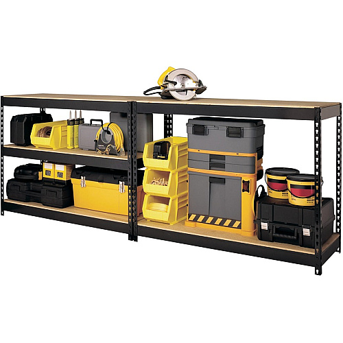 Lorell Fortress Riveted Shelving 5 Compartment(s) - 5 Shelf(ves) - 72" Height x 48" Width x 18" Depth - Heavy Duty, Rust Resistant - 28% Recycled - Powder Coated - Black - Steel - 1 Each (LLR61622)