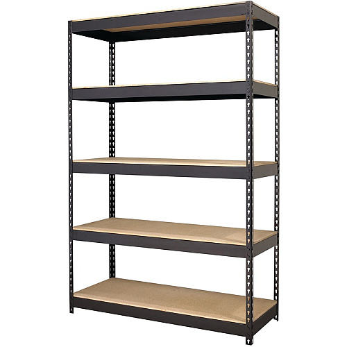 Lorell Fortress Riveted Shelving 5 Compartment(s) - 5 Shelf(ves) - 72" Height x 48" Width x 18" Depth - Heavy Duty, Rust Resistant - 28% Recycled - Powder Coated - Black - Steel - 1 Each (LLR61622)
