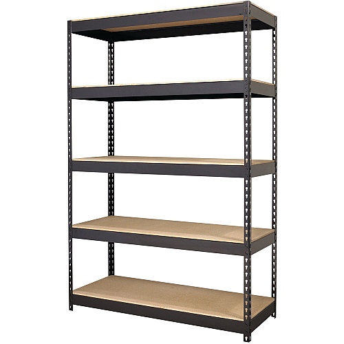 Lorell Fortress Riveted Shelving 5 Compartment(s) - 5 Shelf(ves) - 72" Height x 48" Width x 18" Depth - Heavy Duty, Rust Resistant - 28% Recycled - Powder Coated - Black - Steel - 1 Each (LLR61622)