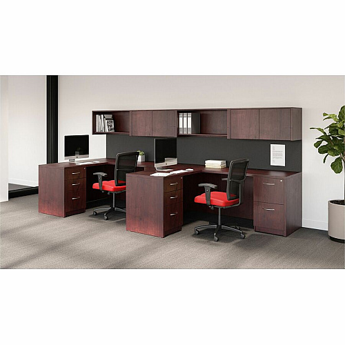 Lorell Essentials File/File Fixed File Cabinet 28.3" Height x 15.5" Width x 21.9" Depth - 2 x File Drawer(s) - Finish: Laminate, Mahogany (LLR69605)