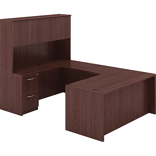 Lorell Essentials File/File Fixed File Cabinet 28.3" Height x 15.5" Width x 21.9" Depth - 2 x File Drawer(s) - Finish: Laminate, Mahogany (LLR69605)
