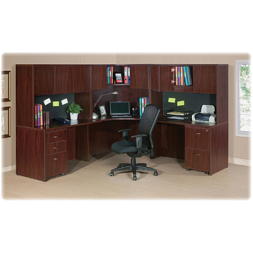 Lorell Essentials File/File Fixed File Cabinet 28.3" Height x 15.5" Width x 21.9" Depth - 2 x File Drawer(s) - Finish: Laminate, Mahogany (LLR69605)