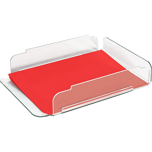 Lorell Single Stacking Document Tray Desktop - Durable, Lightweight, Non-skid, Stackable - Clear, Green - Acrylic - 1 Each (LLR80654)