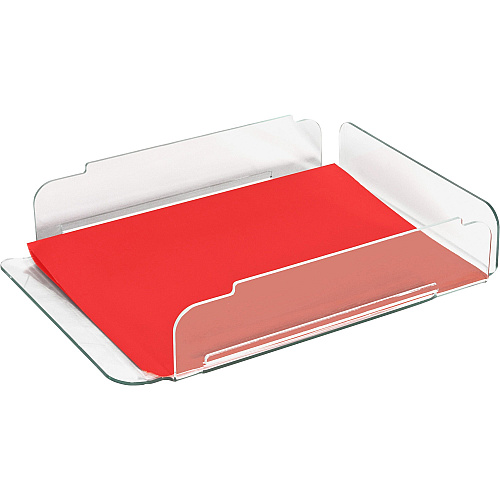 Lorell Single Stacking Document Tray Desktop - Durable, Lightweight, Non-skid, Stackable - Clear, Green - Acrylic - 1 Each (LLR80654)