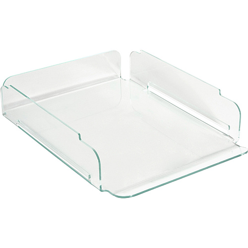 Lorell Single Stacking Document Tray Desktop - Durable, Lightweight, Non-skid, Stackable - Clear, Green - Acrylic - 1 Each (LLR80654)