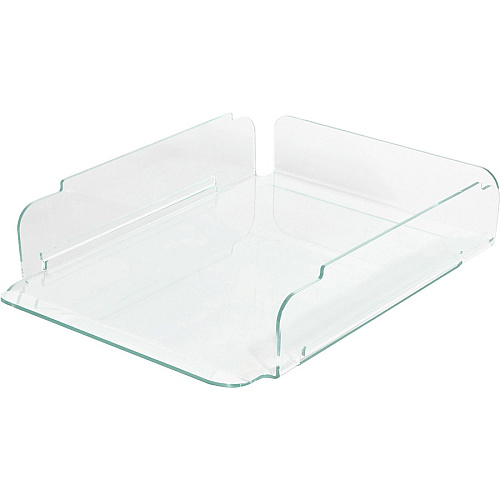 Lorell Stacking Document Trays Desktop - Durable, Lightweight, Non-skid, Stackable - Clear, Green - Acrylic - 2 / Set (LLR80655)