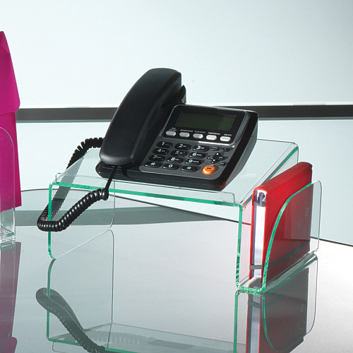 Lorell Phone Stand 5.50" Height x 11" Width x 10" Depth - Acrylic - Clear, Green (LLR80661)