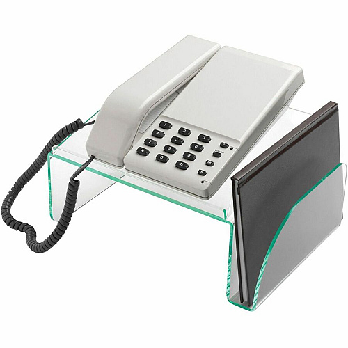 Lorell Phone Stand 5.50" Height x 11" Width x 10" Depth - Acrylic - Clear, Green (LLR80661)