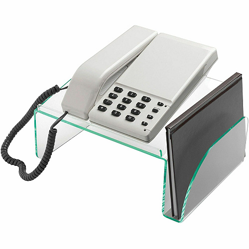 Lorell Phone Stand 5.50" Height x 11" Width x 10" Depth - Acrylic - Clear, Green (LLR80661)