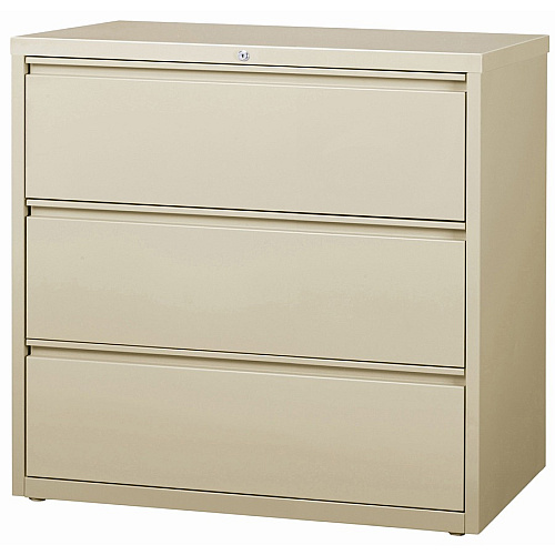 Lorell Fortress Series Lateral File 42" Width x 18.6" Depth x 40.3" Height - 3 x Drawer(s) for File - Letter, Legal, A4 - Lateral - Locking Drawer, Magnetic Label Holder, Ball-bearing Suspension, Leveling Glide - Putty - Steel - Recycled (LLR88030)