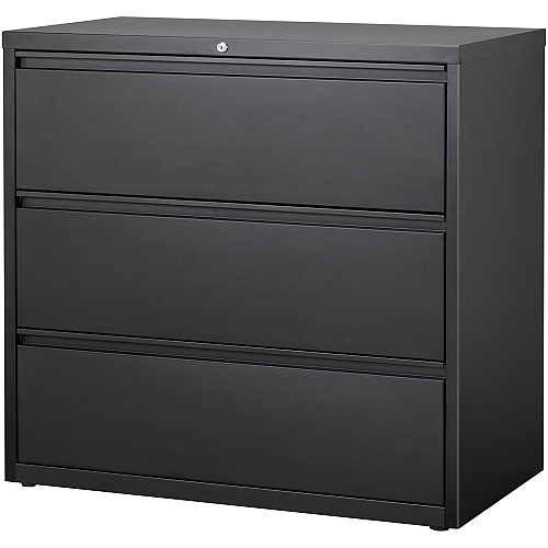 Lorell Fortress Series Lateral File 42" Width x 18.6" Depth x 40.3" Height - 3 x Drawer(s) for File - Letter, Legal, A4 - Lateral - Locking Drawer, Magnetic Label Holder, Ball-bearing Suspension, Leveling Glide - Black - Steel - Recycled (LLR88031)