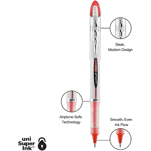 uni-ball uniball&trade; Vision Elite Rollerball Pen 0.8 mm Bold Pen Point - Refillable - Blue, Red, Green, Violet Ink - Pigment-based - 4 / Pack (69094PP)