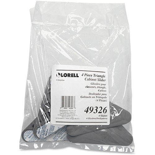 Lorell File Cabinet Sliders Vinyl - Gray - 4 / Pack (LLR49326)