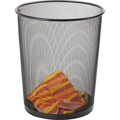 Lorell Mesh Waste Bin 4.70 gal Capacity - Round - 14.3" Height x 12" Diameter - Steel - Black - 1 Each (LLR52770)