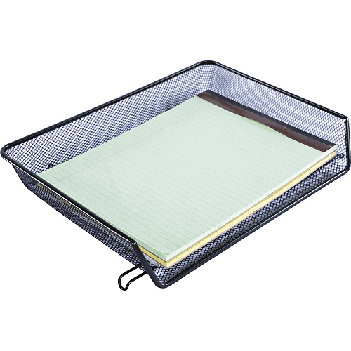 Lorell Side-loading Mesh Document Tray 3" Height x 14.25" Width x 10.75" Depth - Stackable - Powder Coated - Black - Steel - 1 Set (LLR84154)