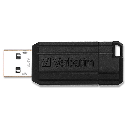 Microban 64GB PinStripe USB Flash Drive - Black 64 GB - USB 2.0 Type A - 10 MB/s Read Speed - 4 MB/s Write Speed - Black - Lifetime Warranty - 1 Each (49065)