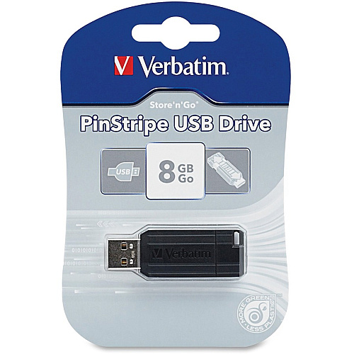 Microban 8GB PinStripe USB Flash Drive - Black 8 GB - USB 2.0 - Black - Lifetime Warranty - 1 Each (49062)
