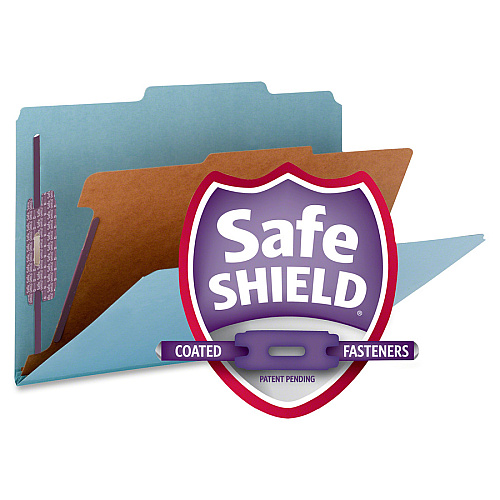 Nature Saver 2/5 Tab Cut Legal Recycled Classification Folder 8 1/2" x 14" - 2" for Folder, 2" Fastener Capacity, 2" Fastener Capacity - Top Tab Location - Right of Center Tab Position - 1 Divider(s) - 25 pt. - Blue - Durable, Eco-friendly - 100 (SP17219)