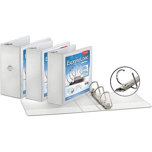 Cardinal&reg; ExpressLoad ClearVue Lock D-Ring Binder 1 1/2" Binder Capacity - Letter - 8 1/2" x 11" Sheet Size - 300 Sheet Capacity - 1 3/5" Spine Width - 3 Ring(s) - Fastener(s): D-Ring - Pocket(s): 2, Inside Front & Back - Polypropylene - White (49110)