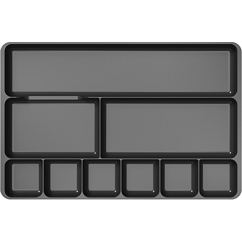 Deflecto Sustainable Office Drawer Organizer 9 Compartment(s) - 1.13" Height x 14" Width x 9.13" Depth - 30% Recycled - Black - 1 Each (38104)
